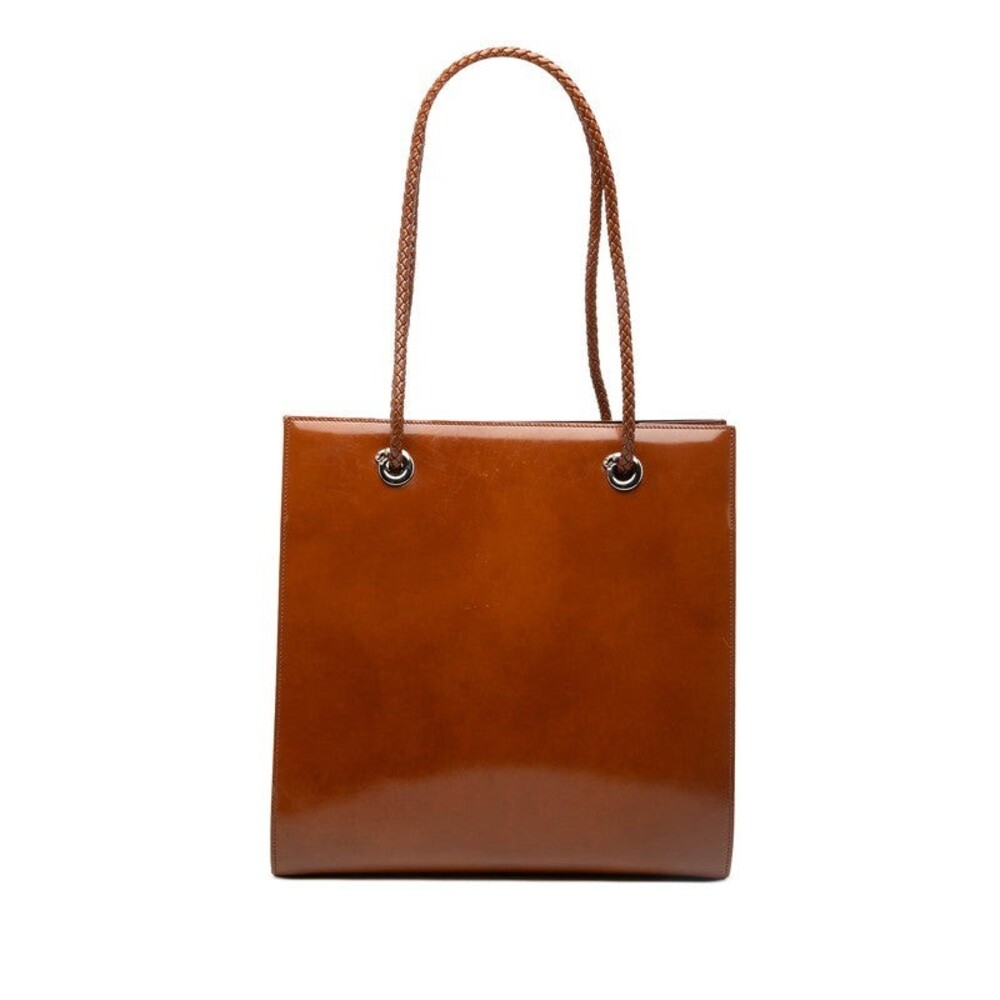 Cartier Panthere Patent Leather Tote Bag Brown